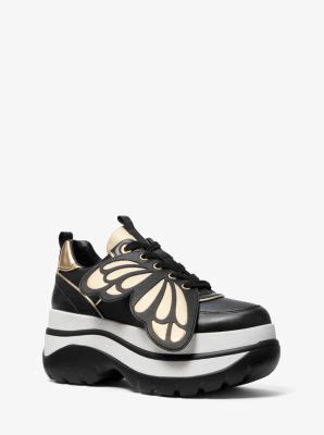 Felicia Butterfly Embellished Leather Platform Trainer